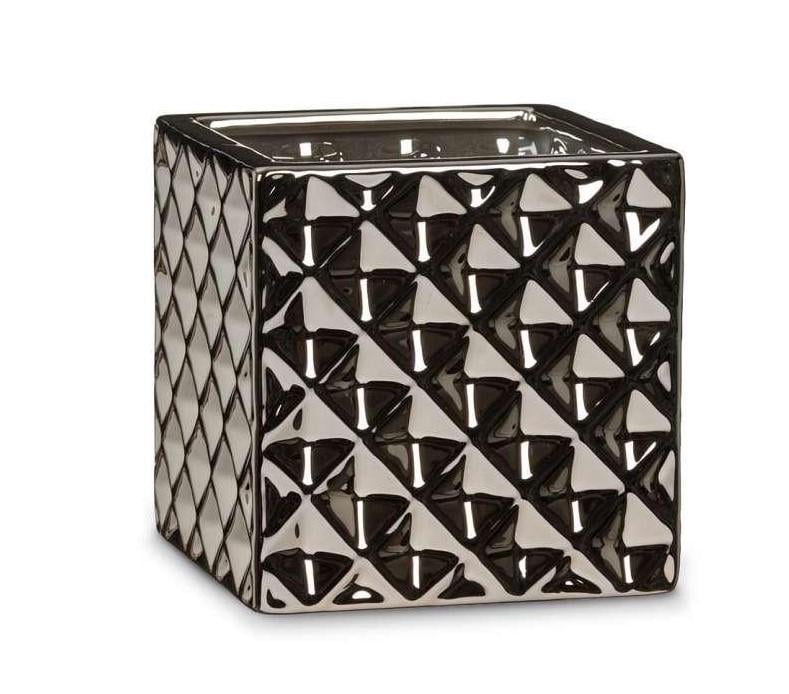 Кашпо для квітів Scheurich Crystal Куб 15" Срібний/Чорний (A-011110)