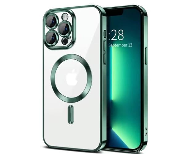Чехол силиконовый Fashion Shining для iPhone 16 Pro с поддержкой беспроводной зарядки Темно-зеленый (49879)