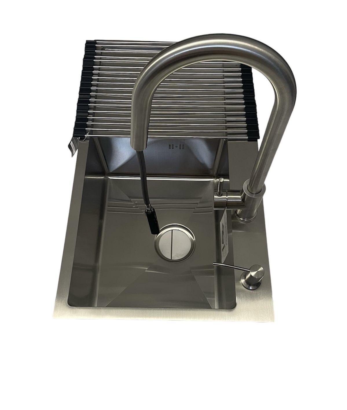 Мойка Luminex 7844 правая и смеситель для кухни с выдвижным изливом Kroner-ESG03915 Серый