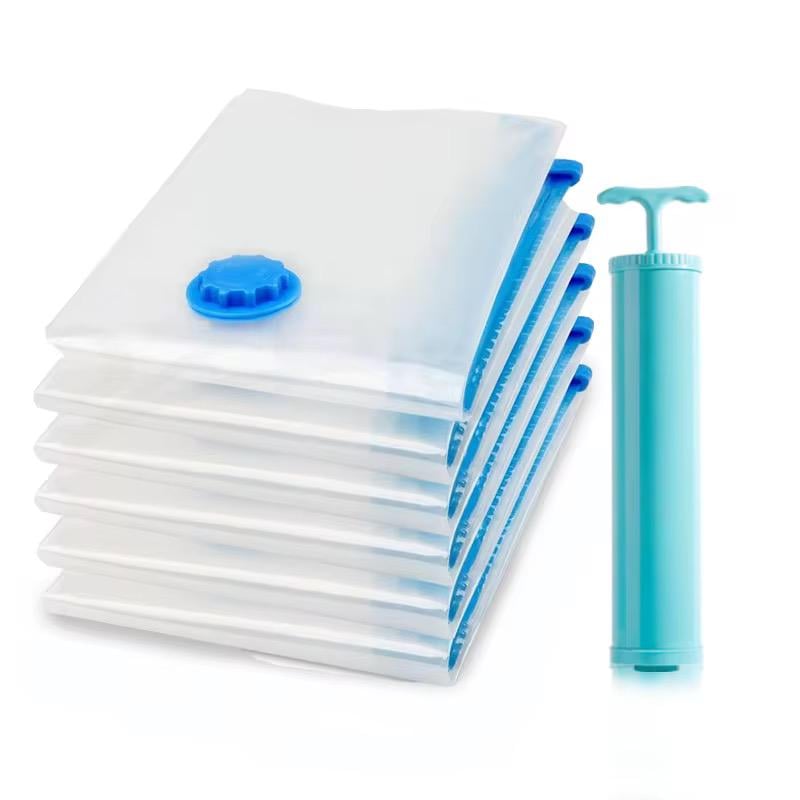 Вакуумные пакеты для компактного хранения вещей с насосом 5 шт.