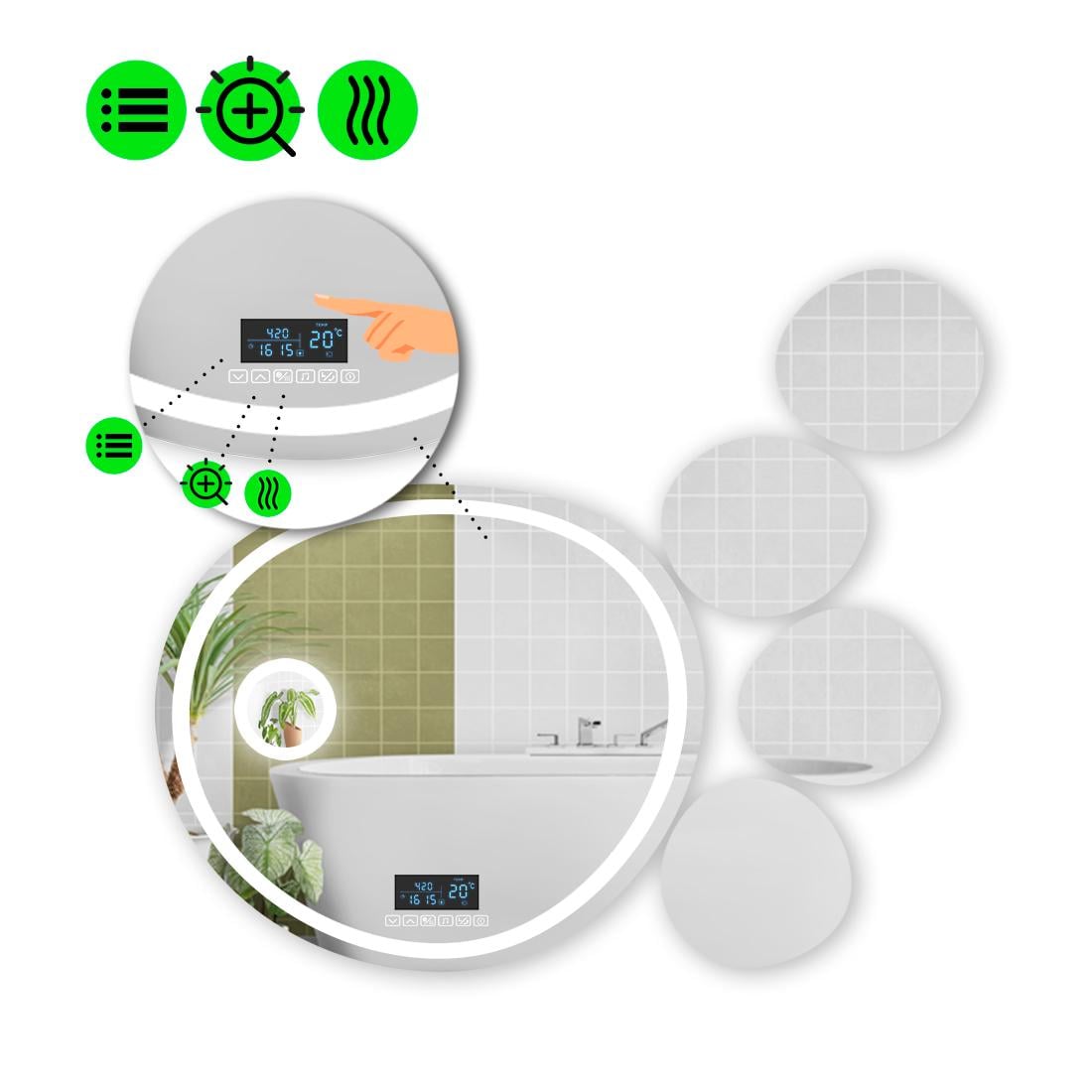 Зеркало с LED подсветкой Acqua 1 с Smart-блоком линзой с подсветкой и подогревом 120x120 см (Acqua1-63) Зеркало с LED подсветкой Acqua 1 с Smart-блоком линзой с подсветкой и подогревом 120x120 см (Acqua1-63)