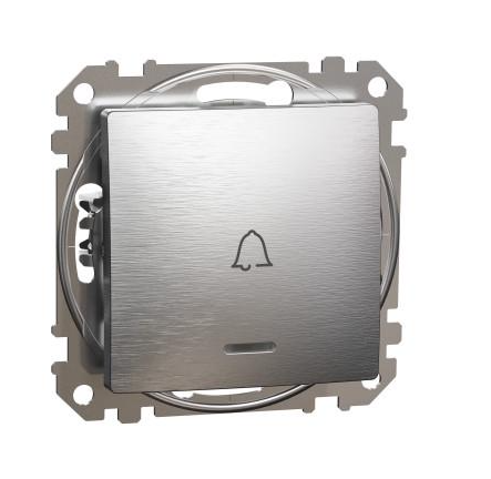 Вимикач Schneider Electric Sedna Design&Elements ABS-UV з символом Дзвоник з підсвіткою 73х73х37 мм Аліміний матовий (SDD170131L)