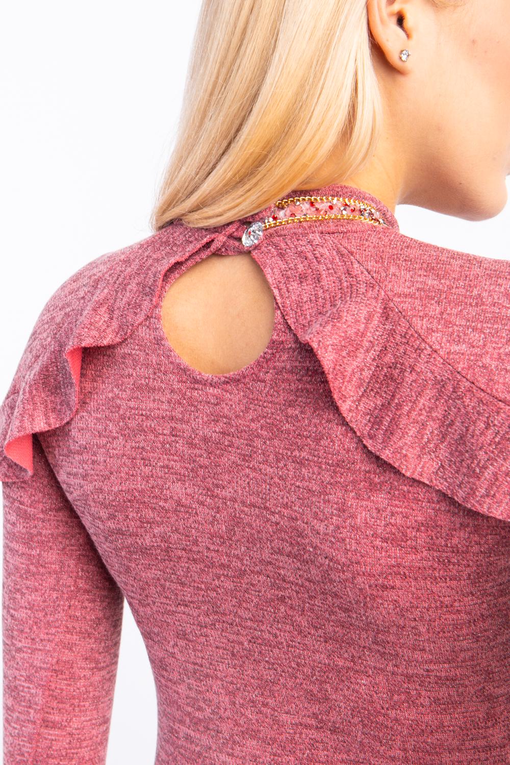 Сукня жіноча міді Diва з воланом L Рожевий (019) - фото 4 Сукня жіноча міді Diва з воланом L Рожевий (019) - фото 4