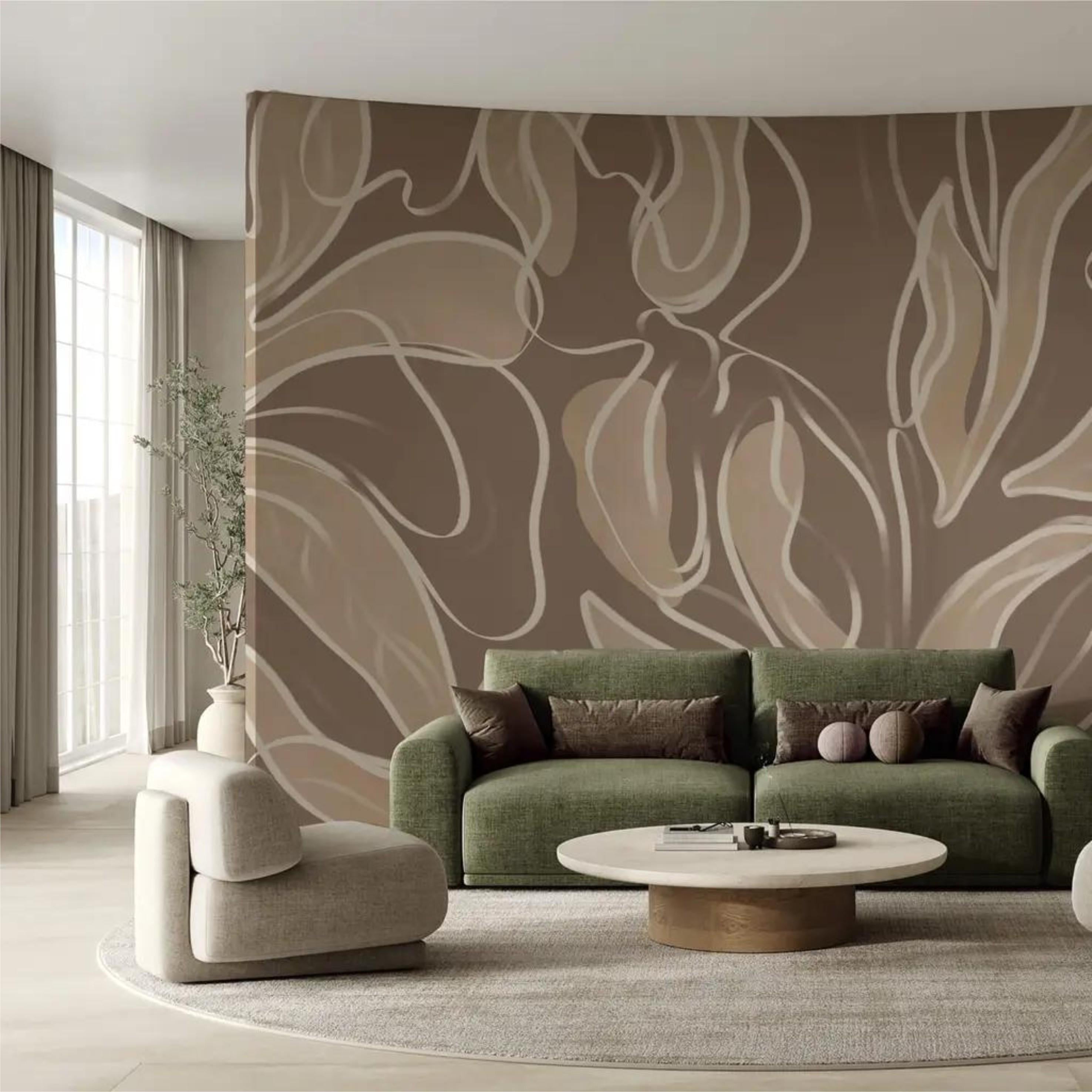 Фотообои Мягкие формы в нейтральных тонах Коричневый (000337)