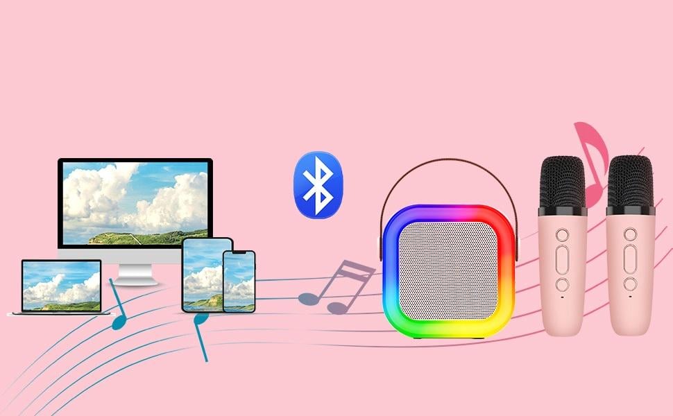 Караоке-система з 2-ма мікрофонами зі зміною голосу RGB підсвічуванням Рожевий (45554ad8) - фото 4 Караоке-система з 2-ма мікрофонами зі зміною голосу RGB підсвічуванням Рожевий (45554ad8) - фото 4