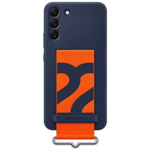 Защищенный чехол Samsung Galaxy S22 Silicone Cover With Strap SM-S901 Blue Синий - фото 1