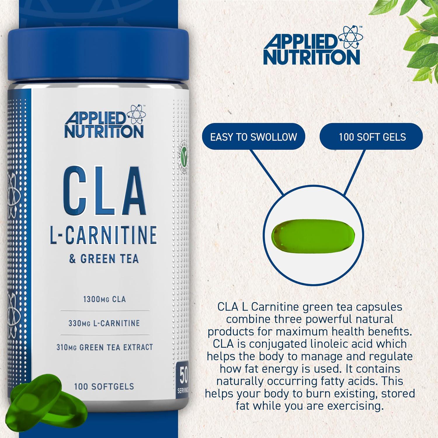 Жиросжигатель комплексный Applied Nutrition CLA L-Carnitine& Green Tea 100 Veggie Softgels - фото 3