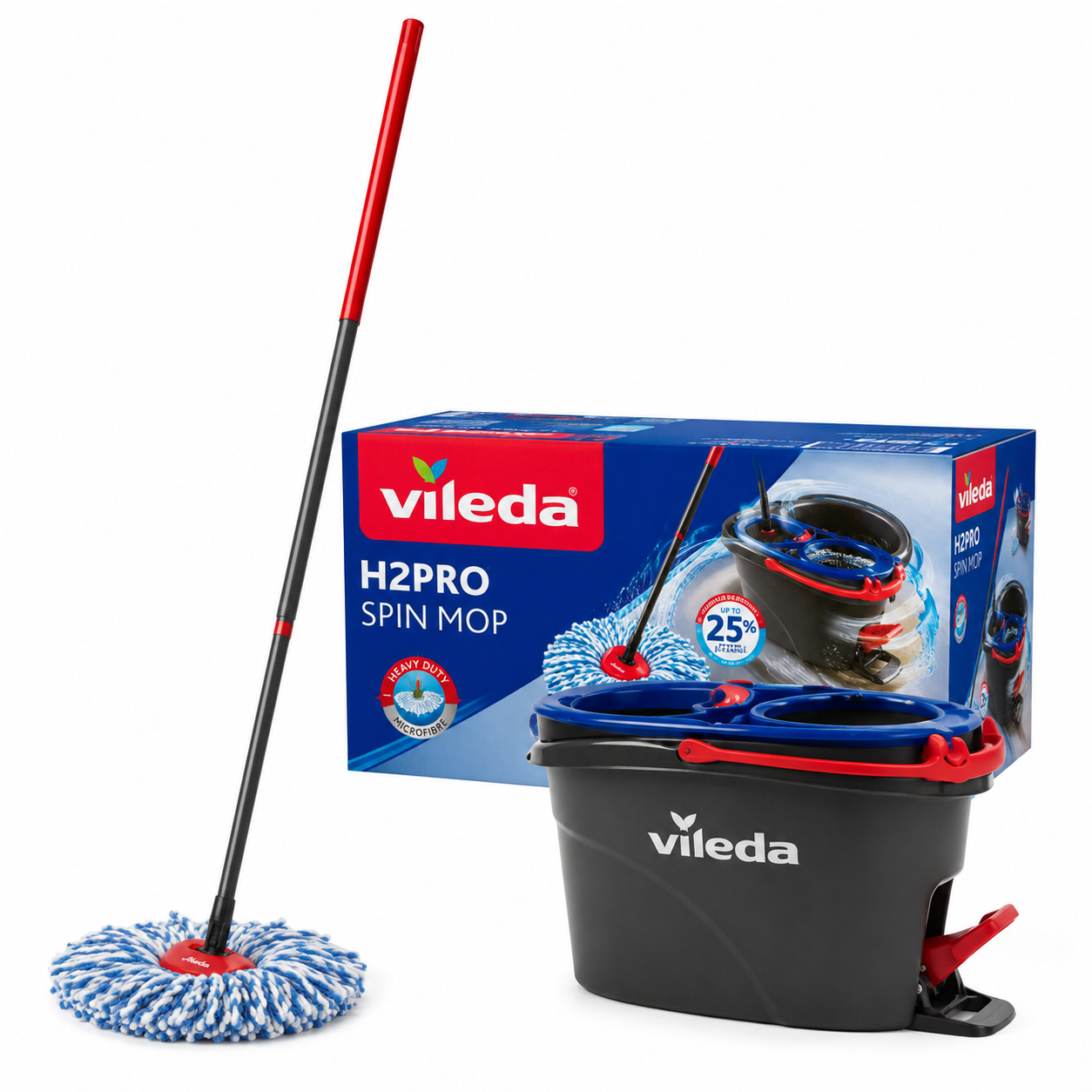 Набор для уборки Vileda H2PrO Spin Mop & Bucket System с двухкамерным ведром (178332)