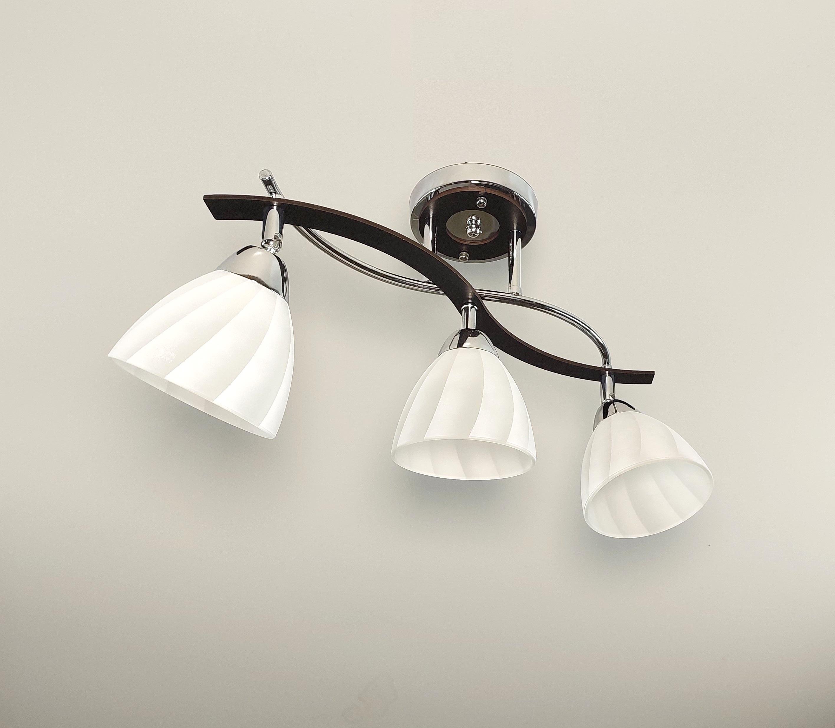 Люстра стельова на 3 поворотних плафона Чорний хром (0752/3)