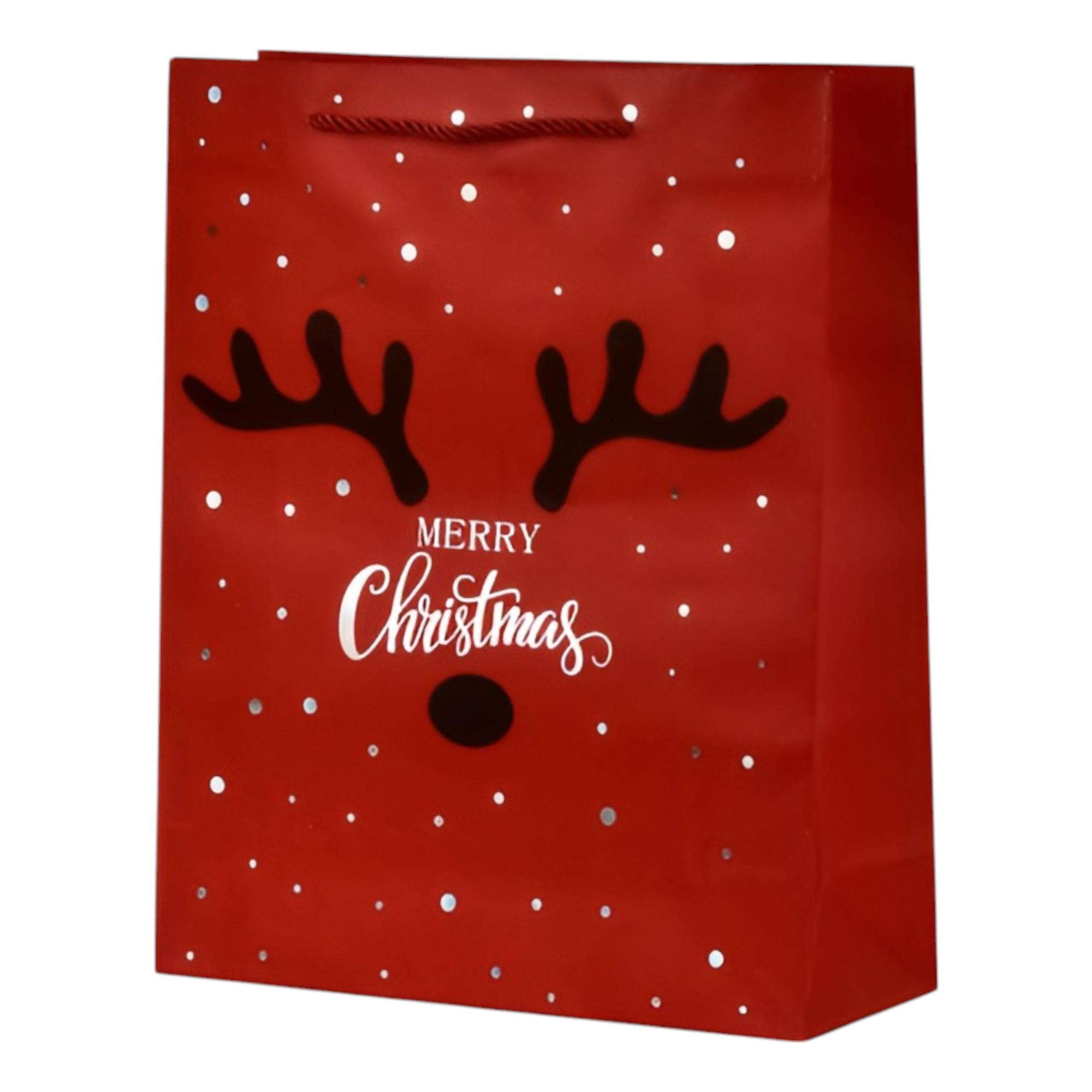 Подарочный пакет с ручками Stenson Christmas notes 31х42х12 см Красный (R33015-L)