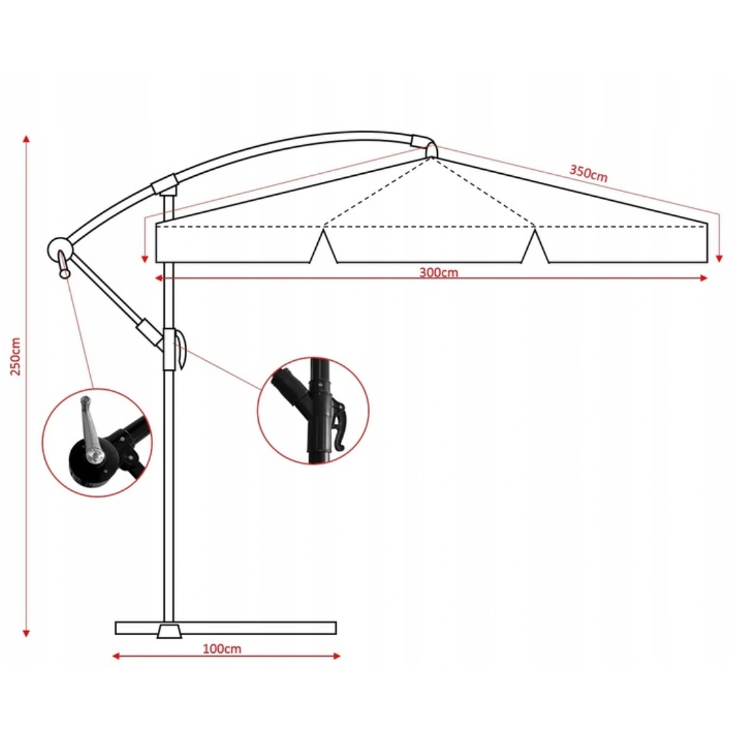Зонтик садовый Di Volio EMPOLI 350 см и основа садового зонтика Серый (1631) - фото 15