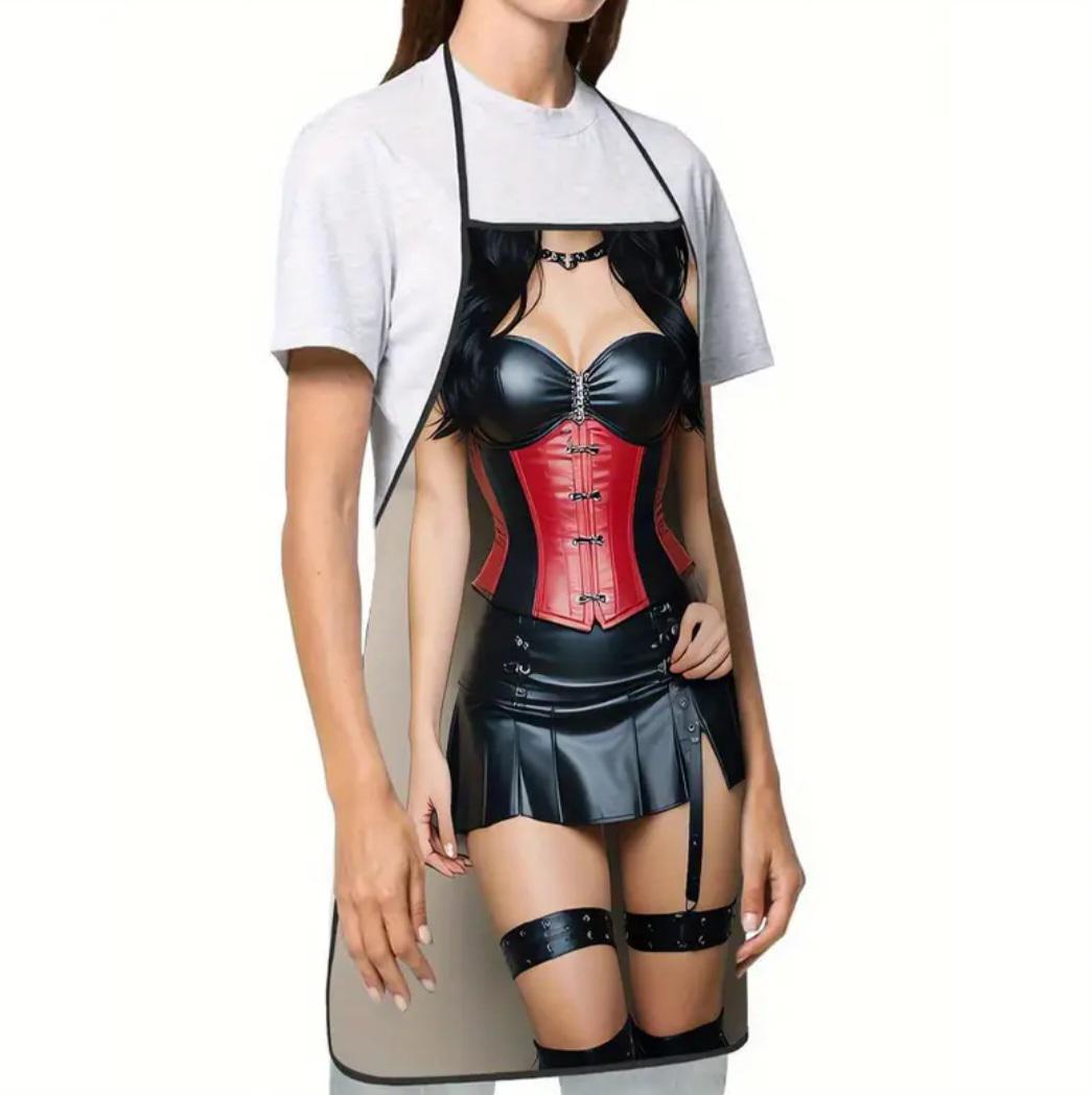 Фартук с приколом для женщин девушка в кожаном платье 72x53 см Разноцветный (808942) - фото 2 Фартук с приколом для женщин девушка в кожаном платье 72x53 см Разноцветный (808942) - фото 2