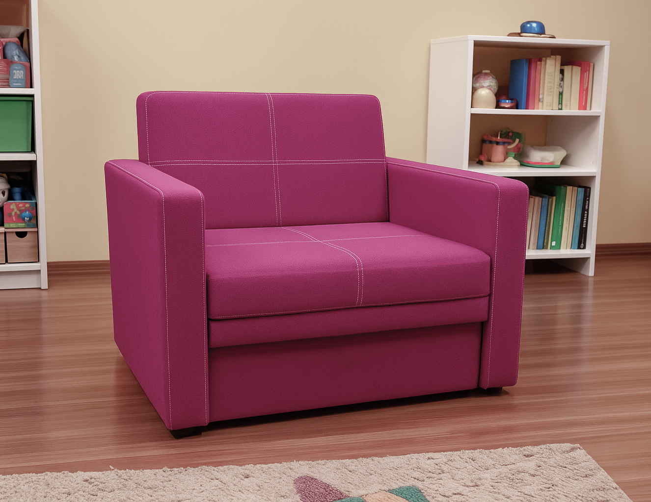 Диван-кресло мягкий раскладной Tobi Sho Максиан рогожка Bahama 1140х850х830 мм 23/Ягодный