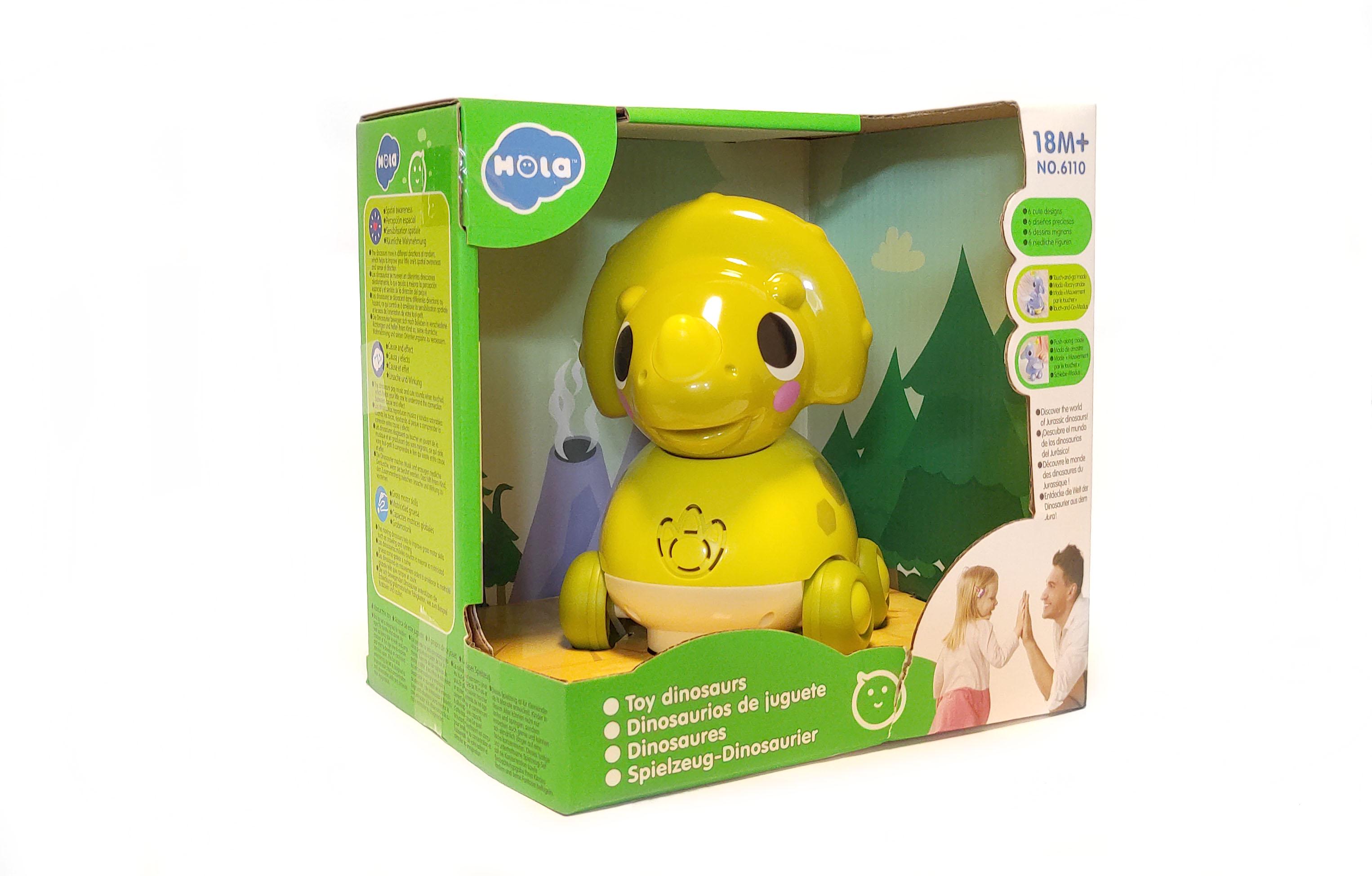 Каталка-динозаврик электронная Hola Toys музыкальная 18х12 см с подсветкой Зеленый (91530z) - фото 9