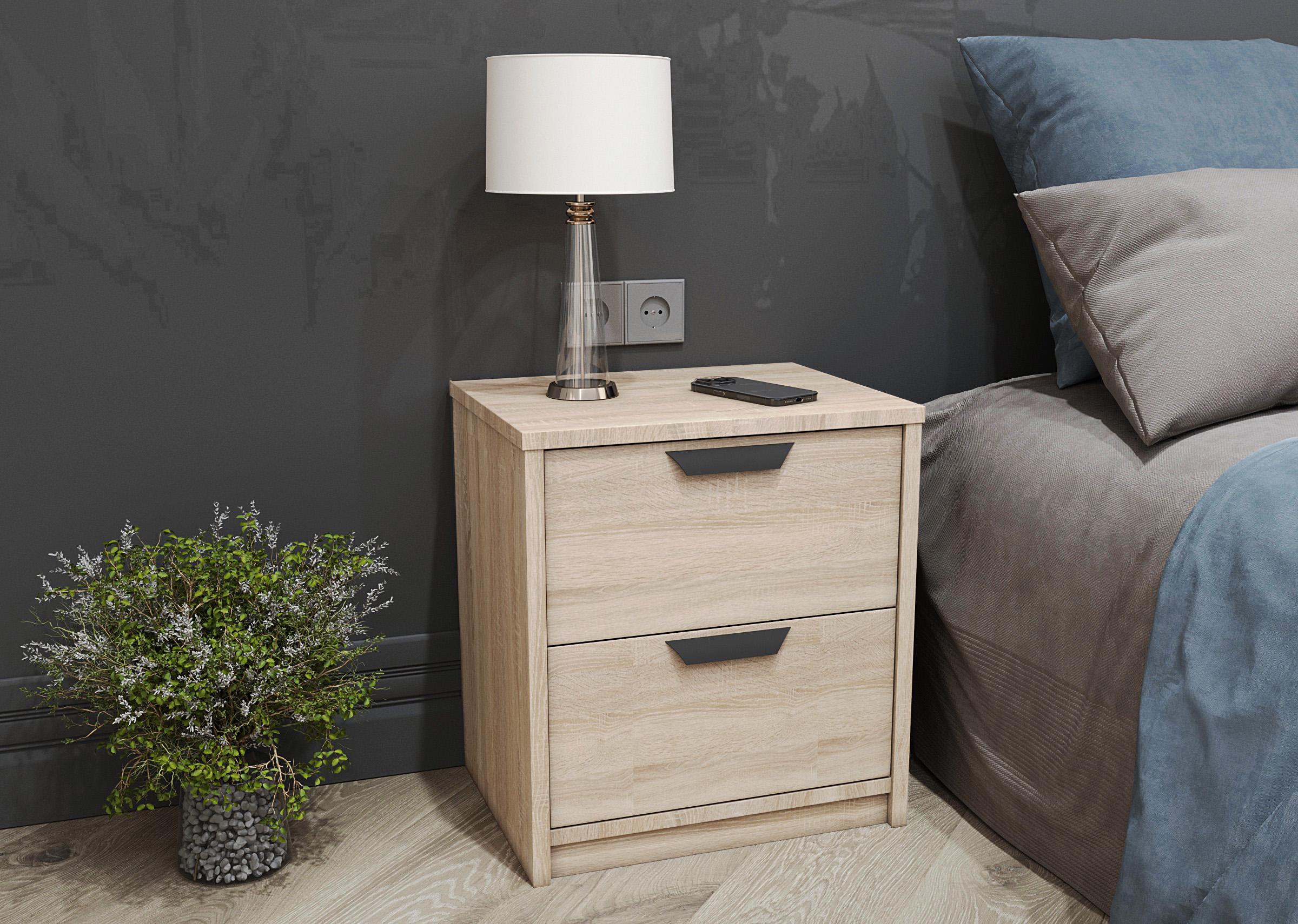 Тумба приліжкова з 2 шухлядами 49х45х35 см Дуб сонома - фото 1 Тумба приліжкова з 2 шухлядами 49х45х35 см Дуб сонома - фото 1