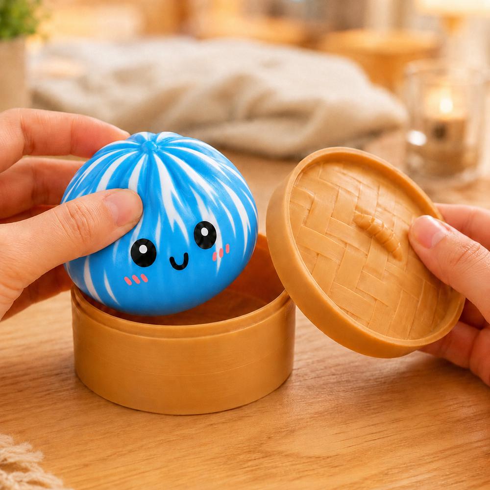 Антистресс-игрушка Bun Rainbow Mystery Squishy Bun Булочка 10 см Голубой