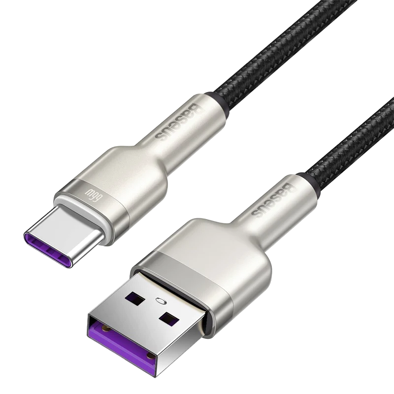 Кабель BASEUS Cafule Series Metal USB to Type-C 66 Вт 6А тканевая оплетка 0,25 м Чорний