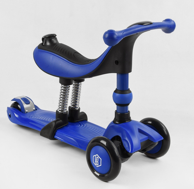 Самокат-велобег трехколесный Best Scooter BS-27018/4 3в1 3 колеса PU со светом/сиденье/амортизаторы/родительская ручка (25247997) - фото 4