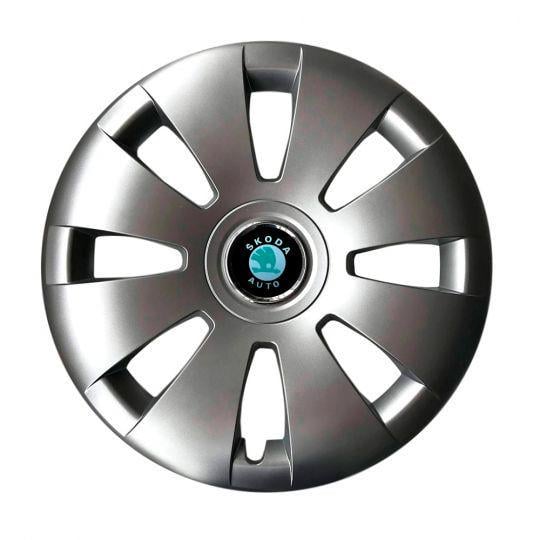 Ковпаки автомобільні SKS 423 R16 з логотипом Skoda 4 шт. Сріблястий
