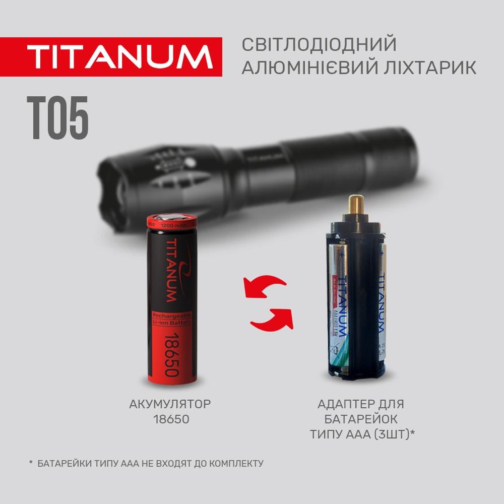 Портативный светодиодный фонарик TITANUM TLF-T05 300Lm 6500K - фото 6