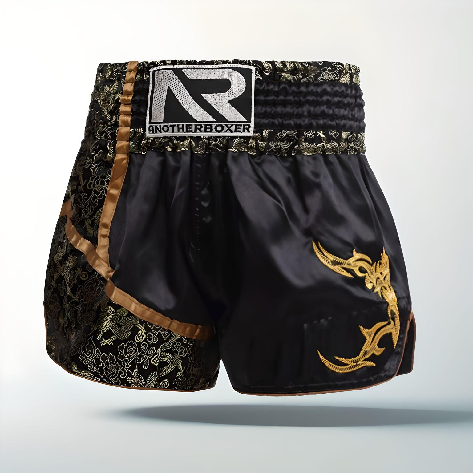 Шорты для тайского бокса и кикбоксинга Another Boxing XL 170-180 см Черный с золотым (TSH-06-XL)
