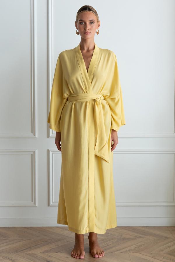 Халат шовковий з бавовною ONE Yellow (29517758) - фото 2 Халат шовковий з бавовною ONE Yellow (29517758) - фото 2