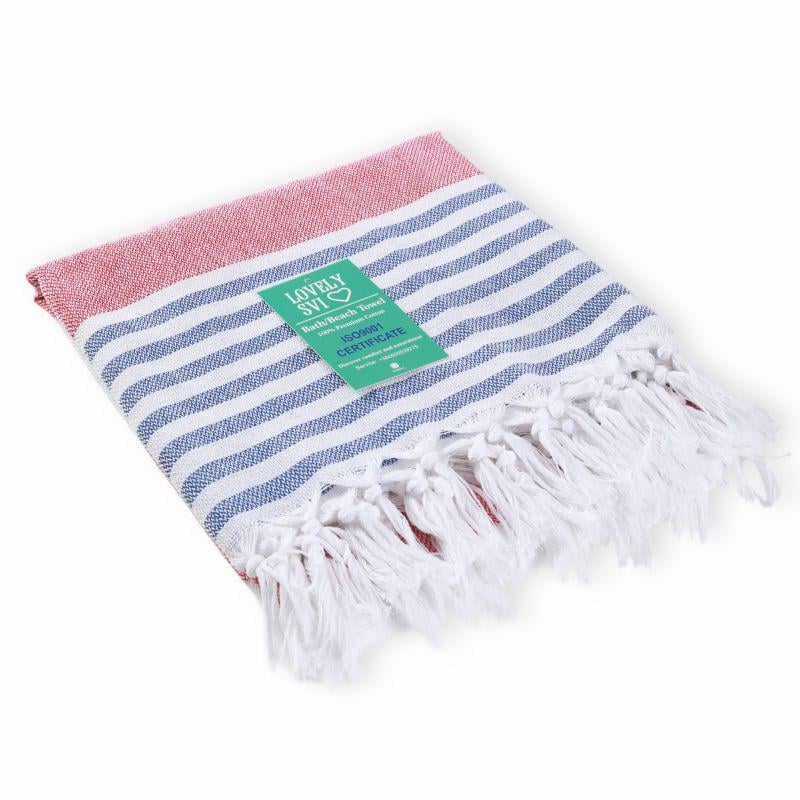 Полотенце пештемаль Lovely Svi хлопок XХL 100x180 см Red/Blue Stripes (9032025)