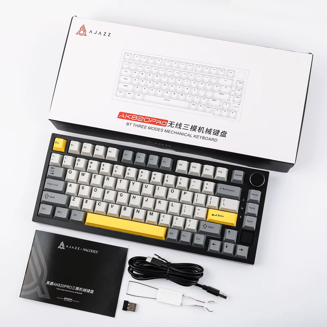 Клавиатура беспроводная AJAZZ AK820 PRO 75% Gift Switch Grey (2000160) - фото 10 Клавиатура беспроводная AJAZZ AK820 PRO 75% Gift Switch Grey (2000160) - фото 10