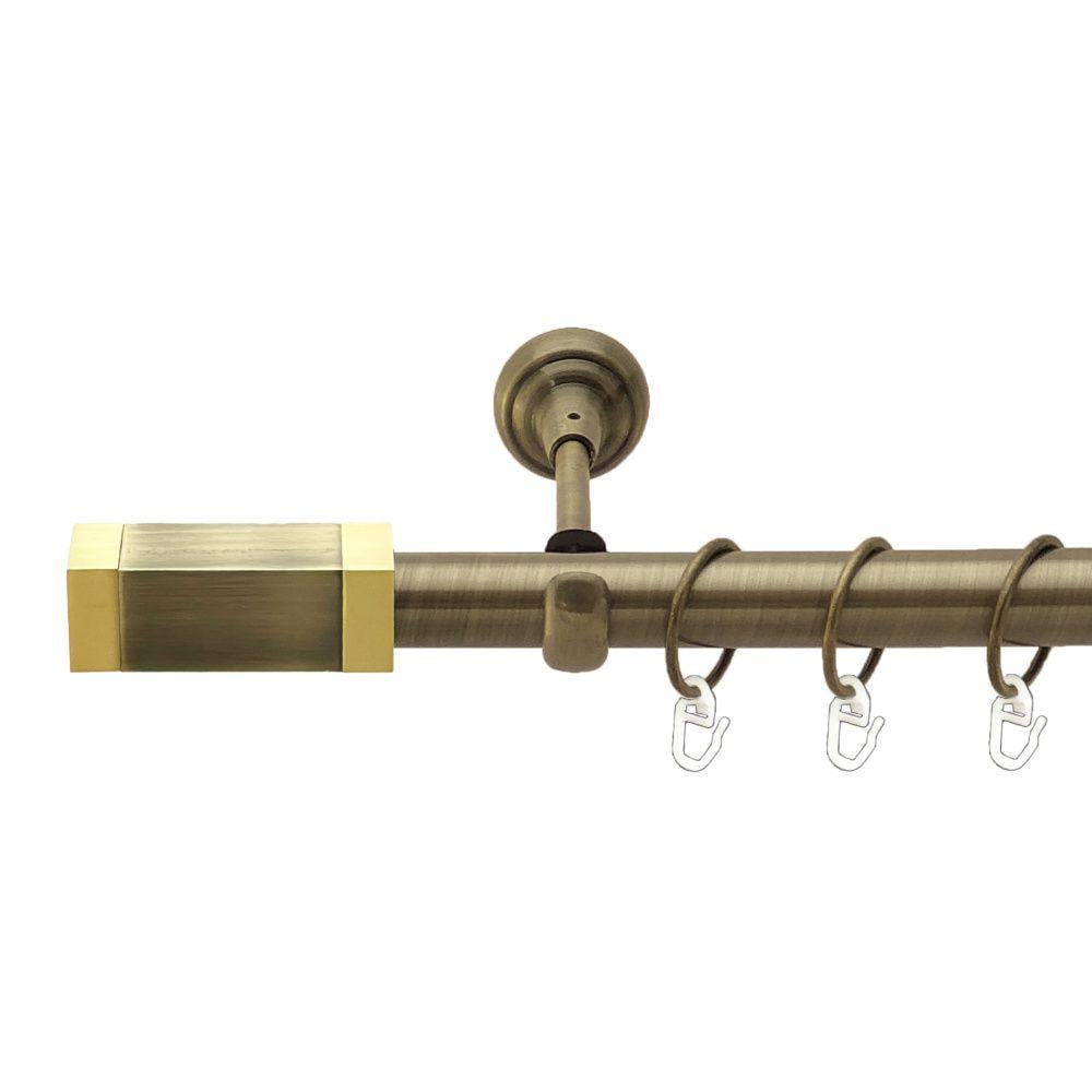 Карниз Orvit Квадро металевий однорядний відкритий гладка труба кільце металеве 25 мм 160 см Антик (00-00019154)