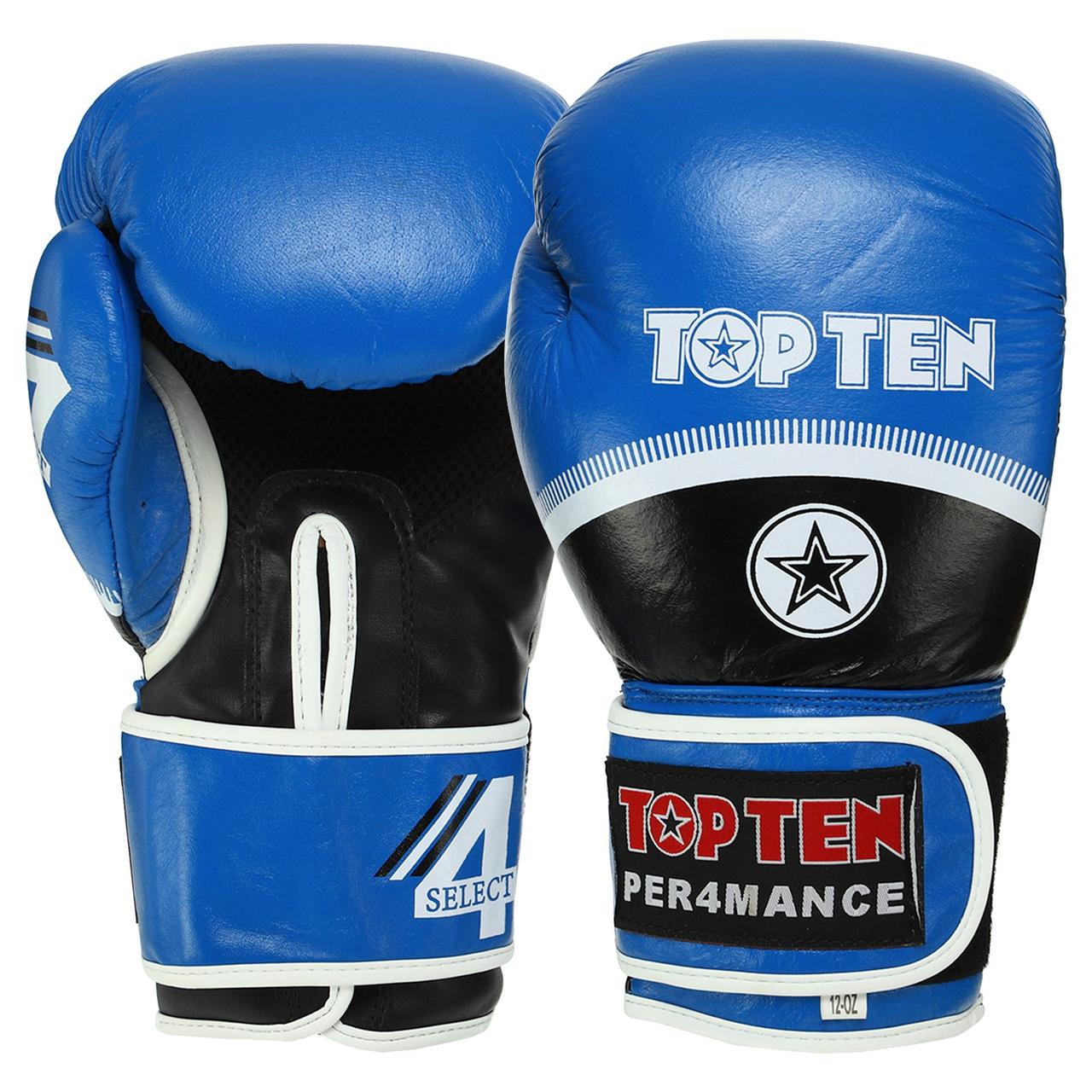 Боксерские перчатки TopTN PERFORMANCE кожаные 12 oz Сине-черный (TOP-041)