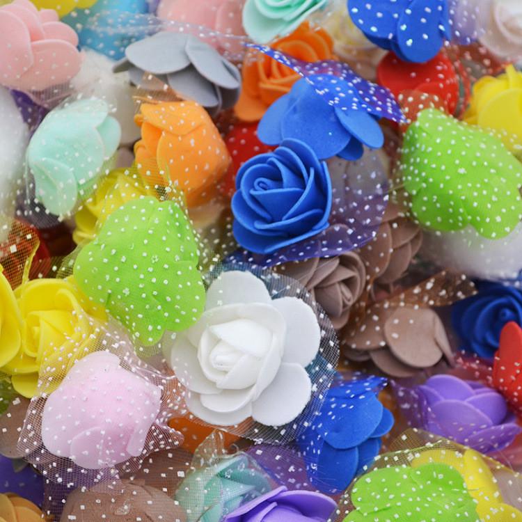 Головки цветов для рукоделия с фатином 50 шт. 3 см Разноцветный (449600/18)