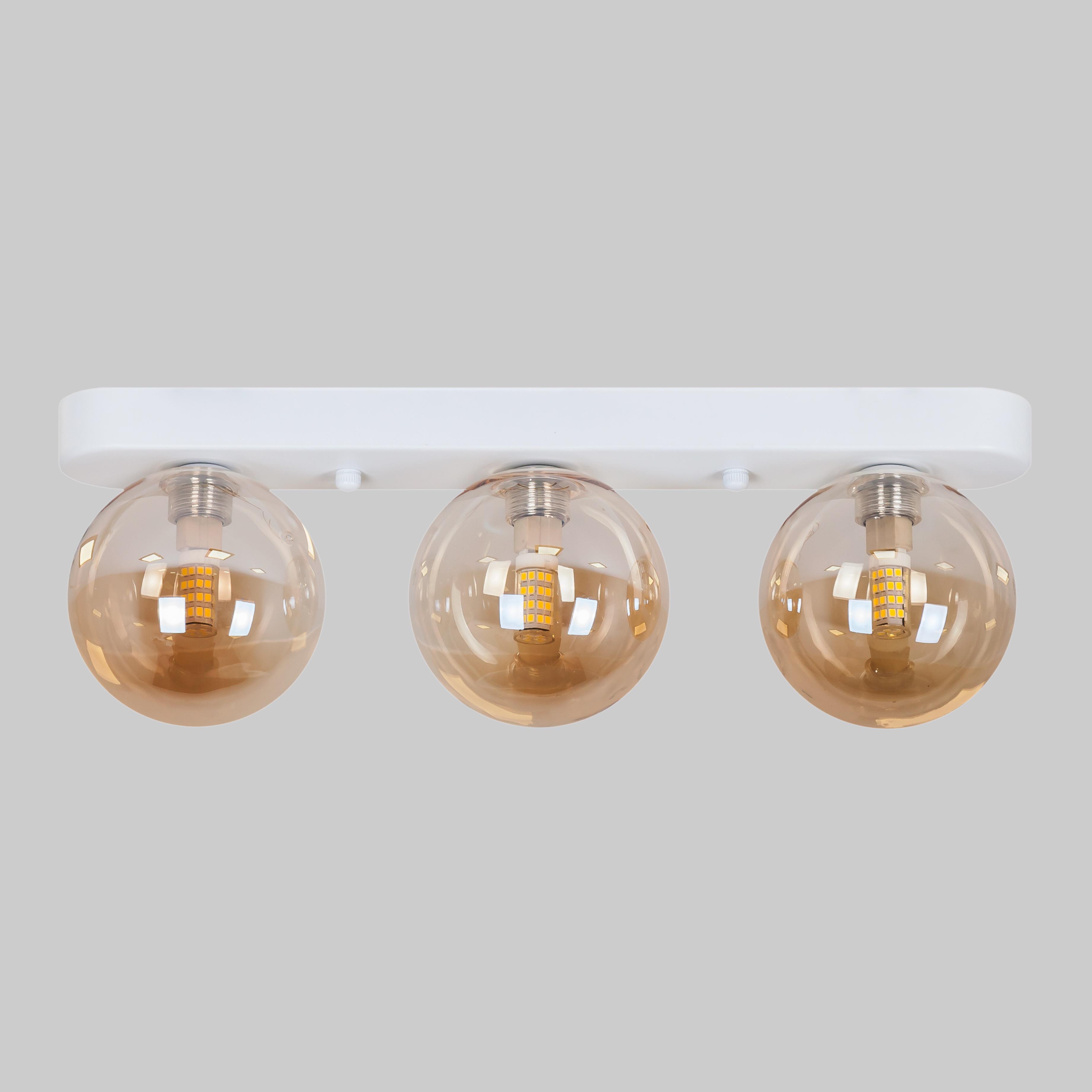 Люстра потолочная Glass Trio Light на 3 лампы Белый (61-X100F-3 WH+BR 380)