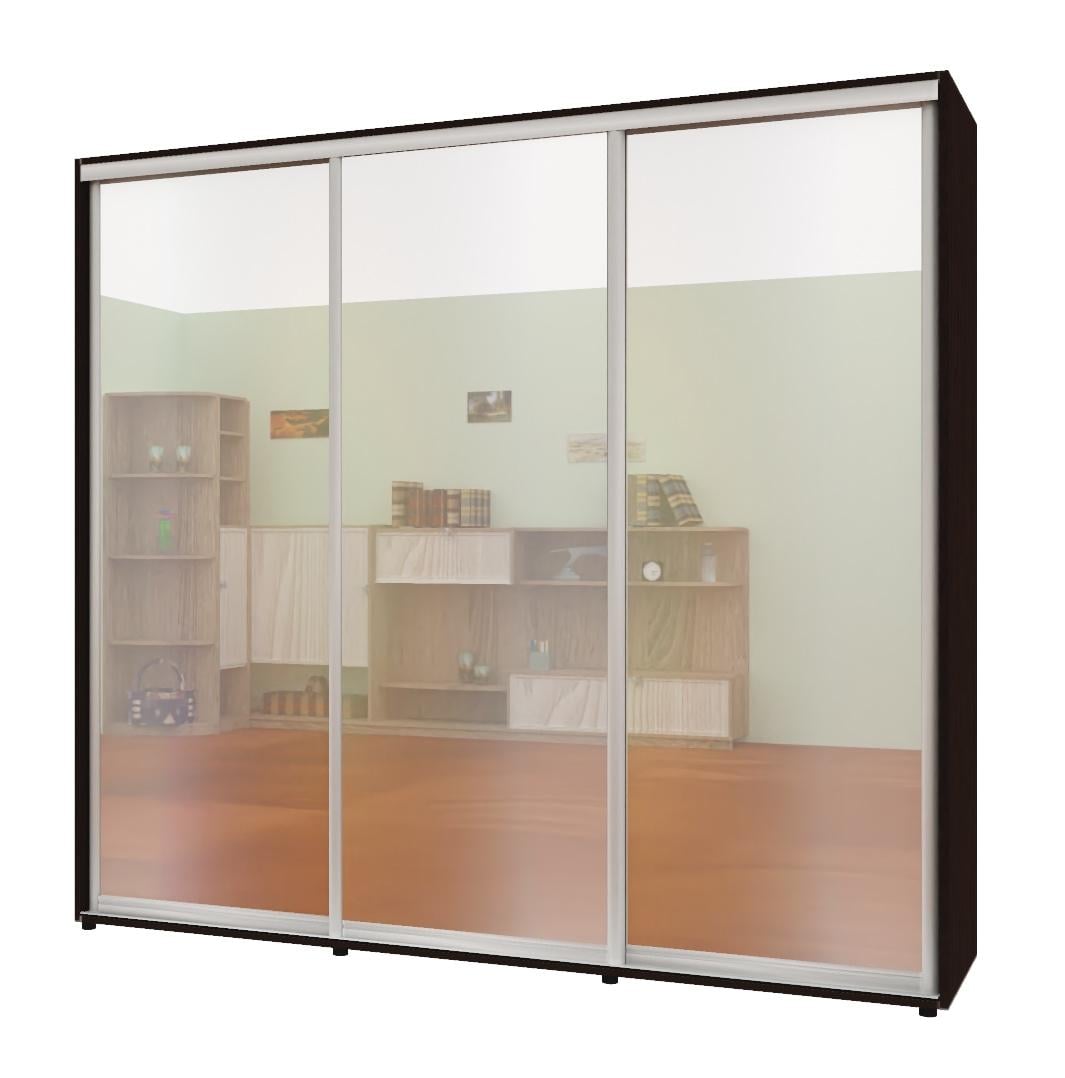 Шкаф-купе трехдверный Комфорт Мебель Зеркало Макси 240х60х210 см Венге