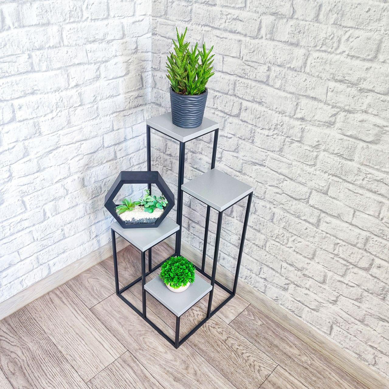 Підставка для квітів та декору Krei Флоренція Міні 680х340х340 мм Титан/Чорний (ПК5001.3) - фото 2 Підставка для квітів та декору Krei Флоренція Міні 680х340х340 мм Титан/Чорний (ПК5001.3) - фото 2