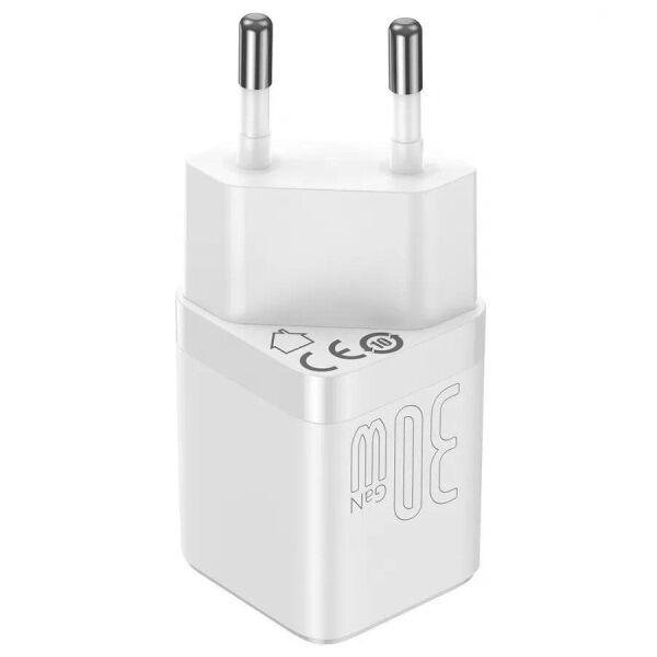 Устройство сетевое зарядное BASEUS GAN3 Fast Charger 1C EU CCGN010102 30W White - фото 3