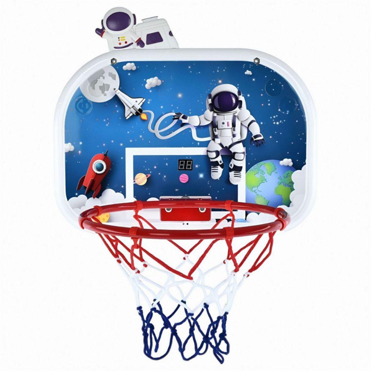 Баскетбольне кільце MR 1518 з пластиковим щитом 46,5 x 32,5 см/металевим кільцем та електронним табло Різнокольоровий (27159176)