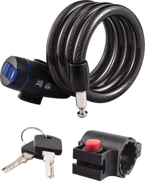 Замок велосипедный Forb тросовый 12 мм 1,1 м Черный (HP050507)