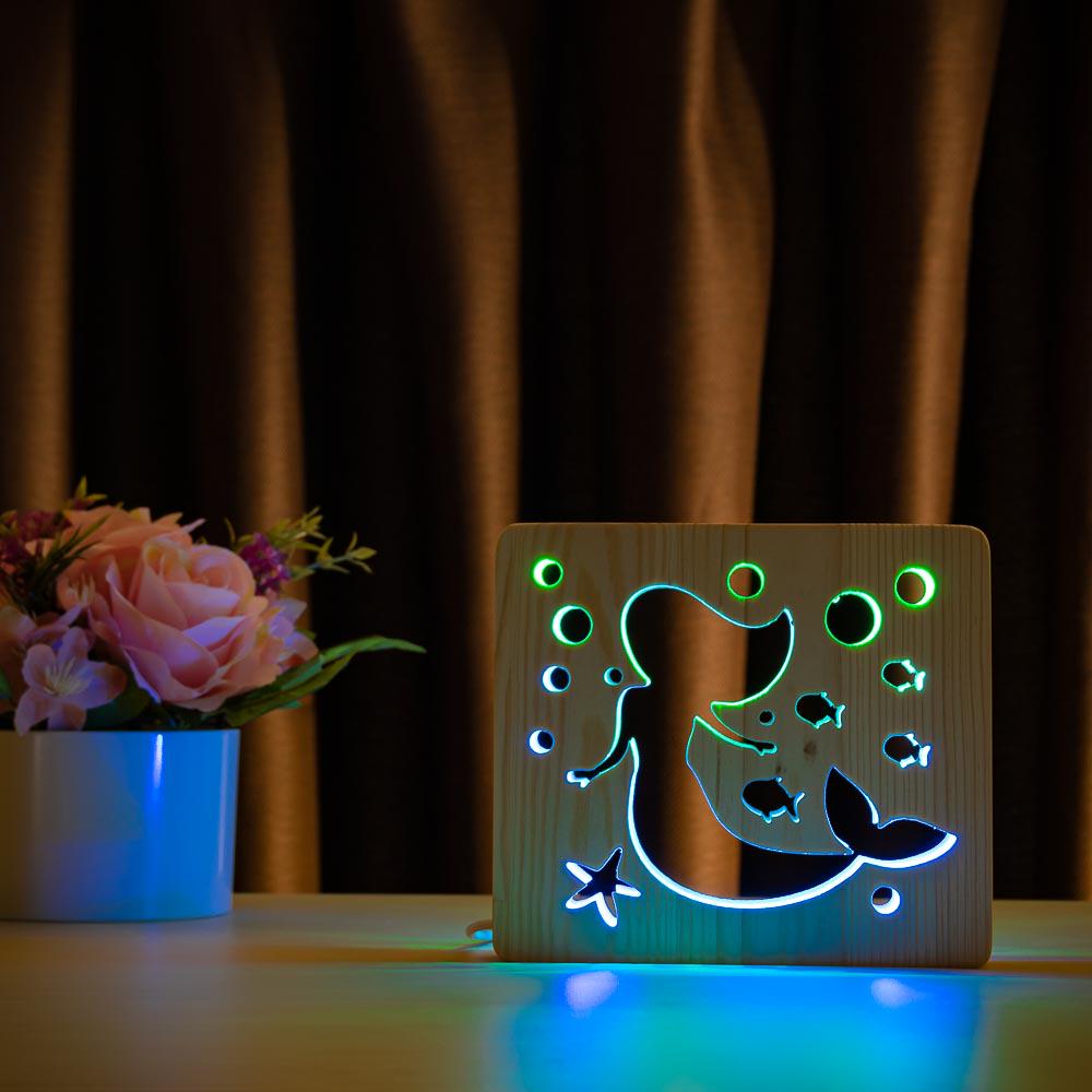 Светильник-ночник ArtEco Light Русалочка из дерева двойной свет (1020440)