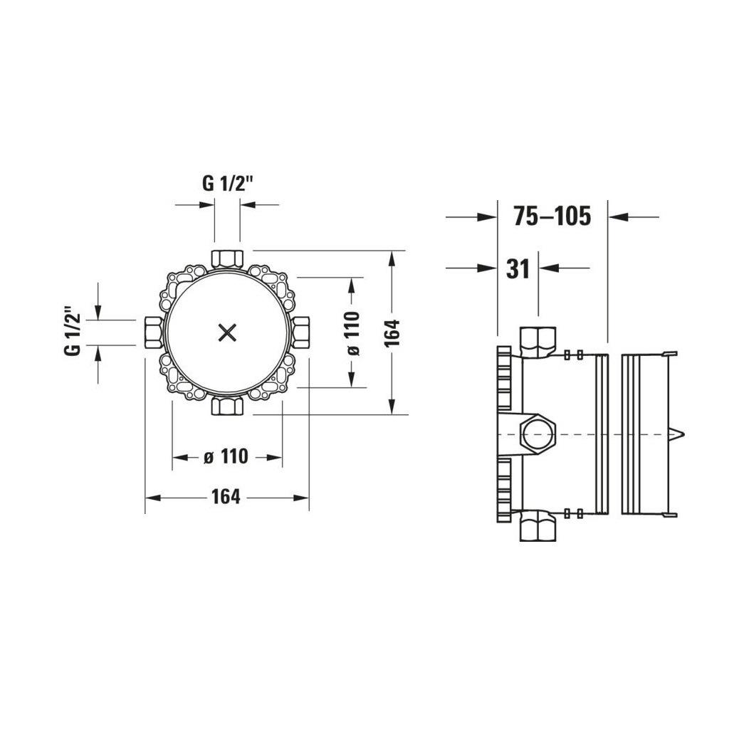 Скрытая часть термостатического смесителя DURAVIT Bluebox® ½" GK0900000000 (113410) - фото 7 Скрытая часть термостатического смесителя DURAVIT Bluebox® ½" GK0900000000 (113410) - фото 7
