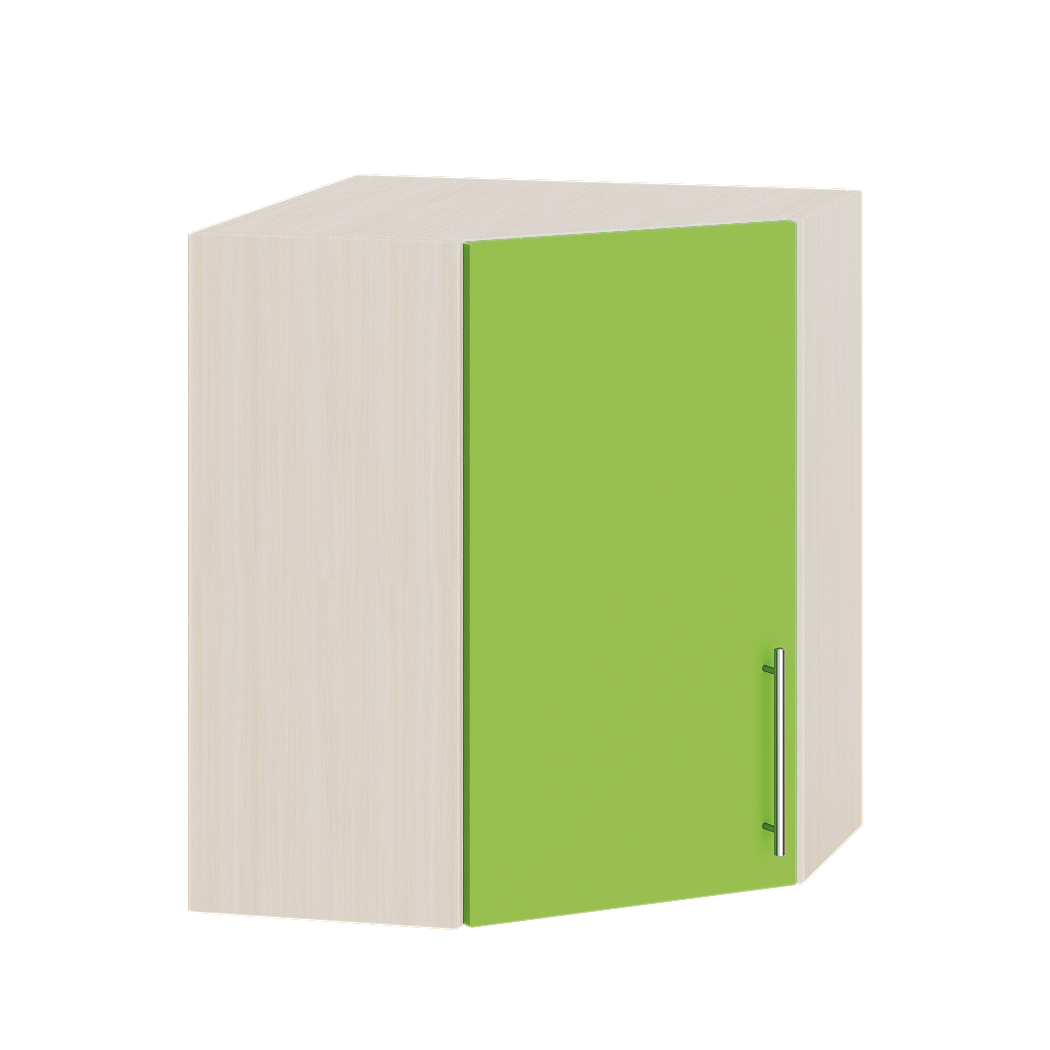 Шкаф верхний Эверест Модерн модуль Верх угловой В17-600 60х60х72 см Яблоко глянец/Дуб Молочный (05299)