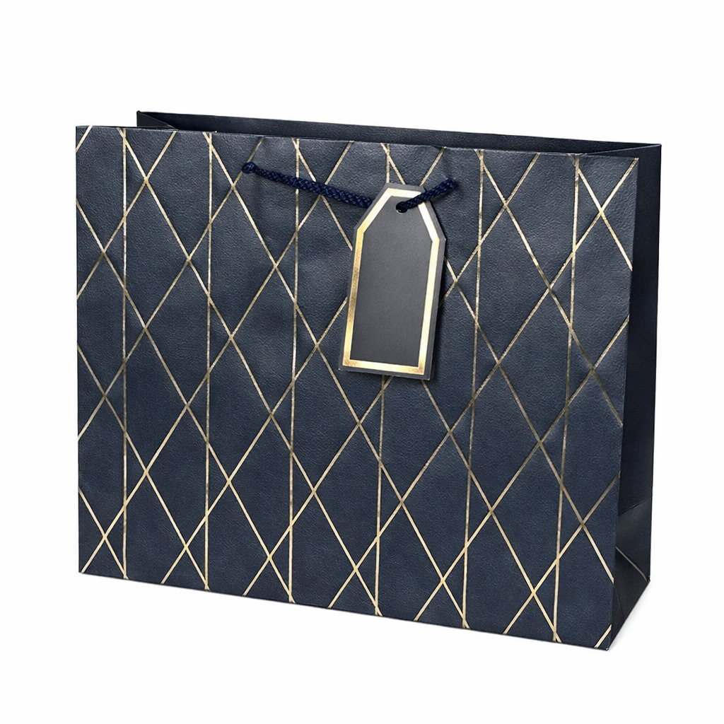 Подарочный пакет Modern R40796-L 43х31х14 см Темно-синий с золотым (33726560)