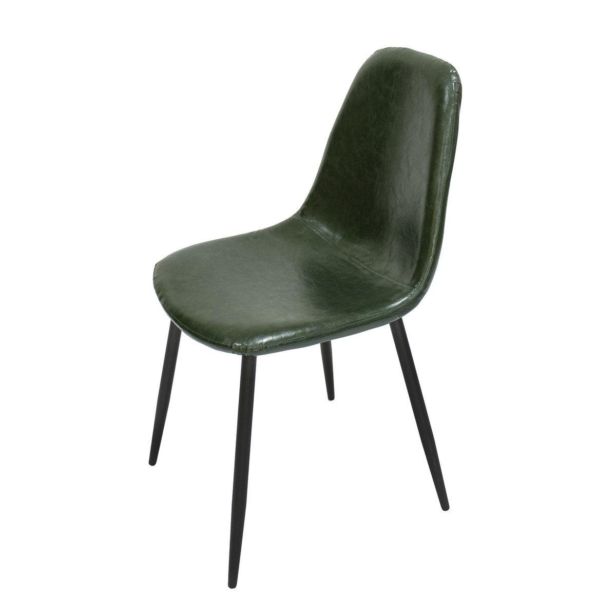 Стул кухонный Intarsio VIANO 820х450х470 мм (мягкий для кухни/гостиной/офиса) Металл/Экокожа цвет Черный/Зеленый(VIANOGN)