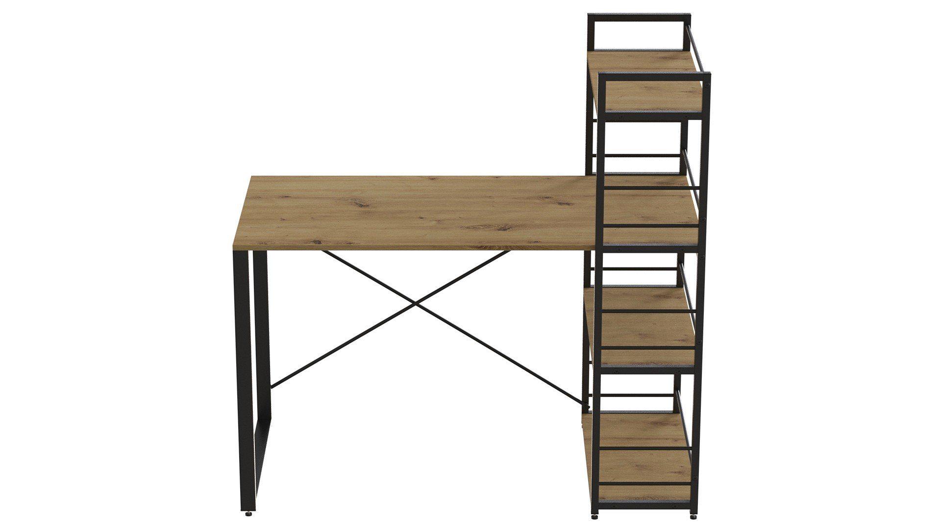 Письменный стол Ferrum-decor Konekt с этажеркой металл/ДСП 16 мм Черный/Дуб Артизан (FRD-104221) - фото 2