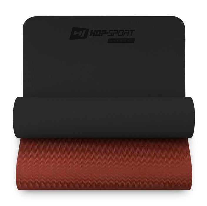 Килимок для фітнесу Hop-Sport TPE 0,6 см HS-T006GM Чорно-червоний