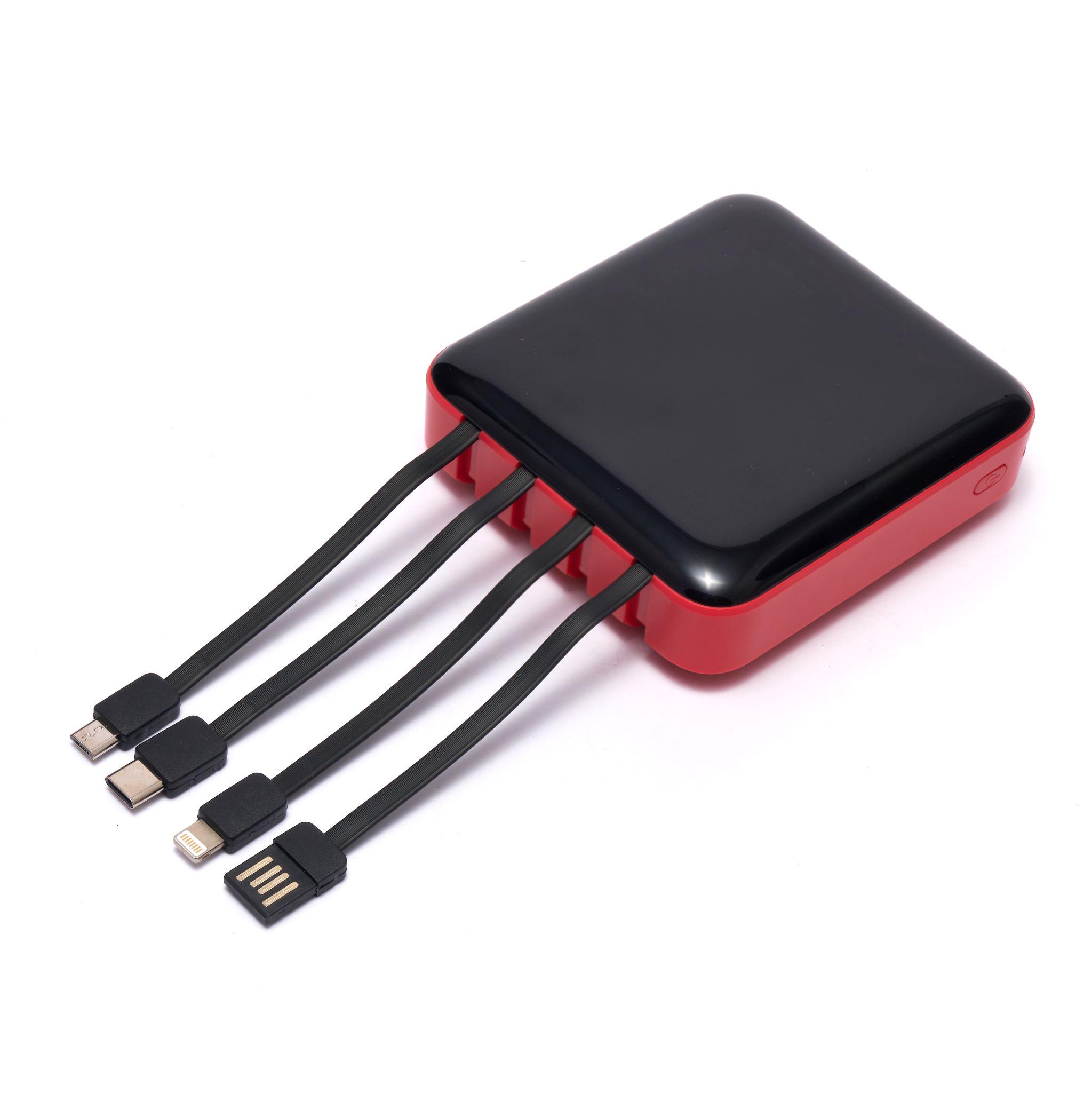 Повербанк PowerMaster 25000mah с 4 встроенными кабелями и 1 входной кабель USB