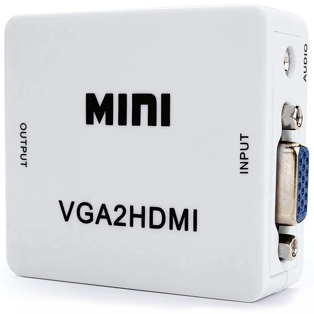 Перехідник-конвертер U&P Mini VGA / 3.5 mm-HDMI 1080p White (SWE-CA16-WE)