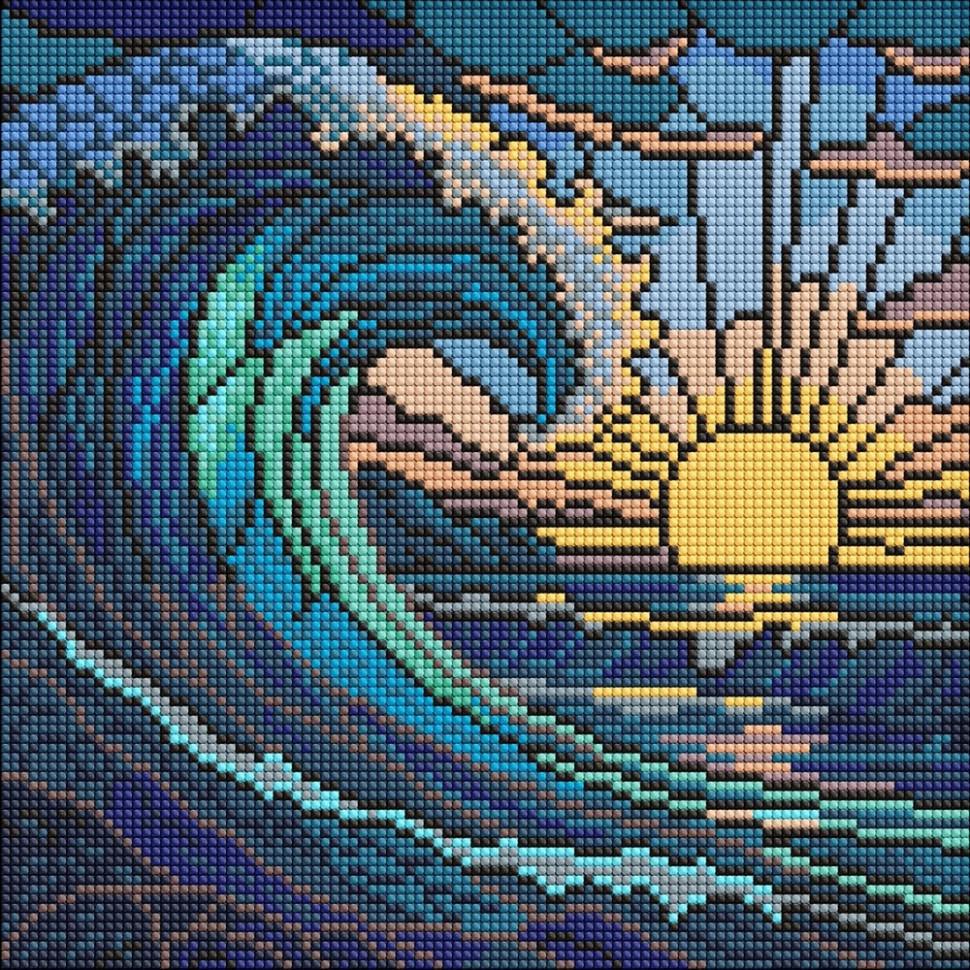 Алмазная мозаика Ideyka Витраж Волна 30x30 см (AMO8320)
