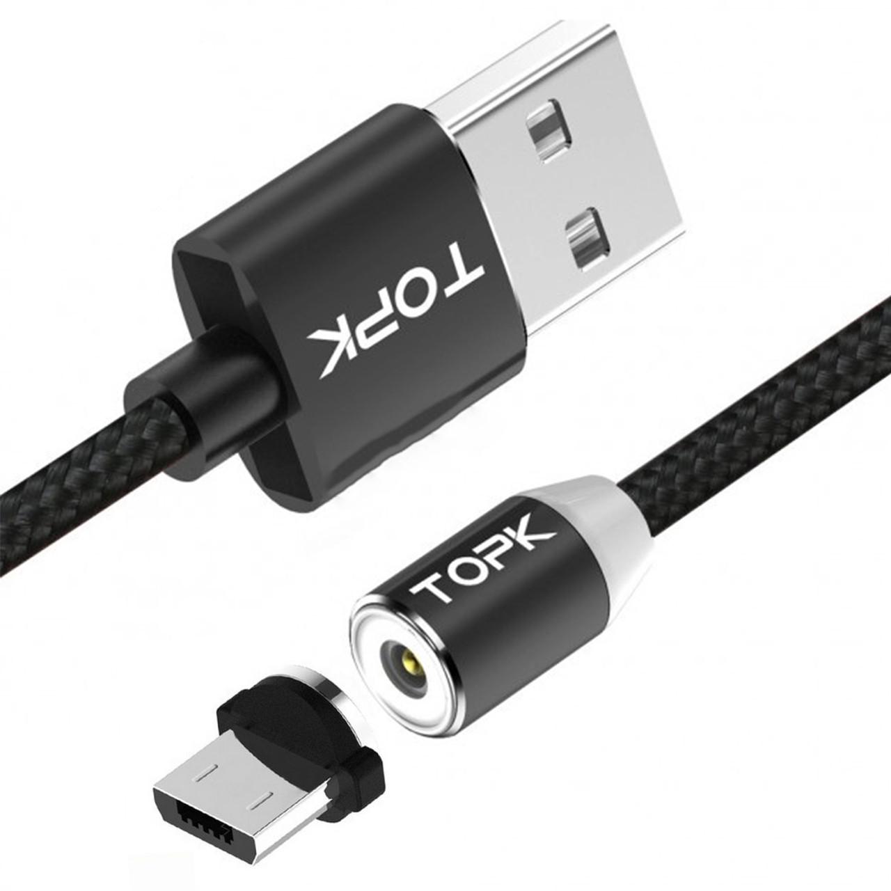 Кабель для зарядки Topk USB 2m 2.4A 360° (TK17i-VER2) MicroUSB Black магнитный