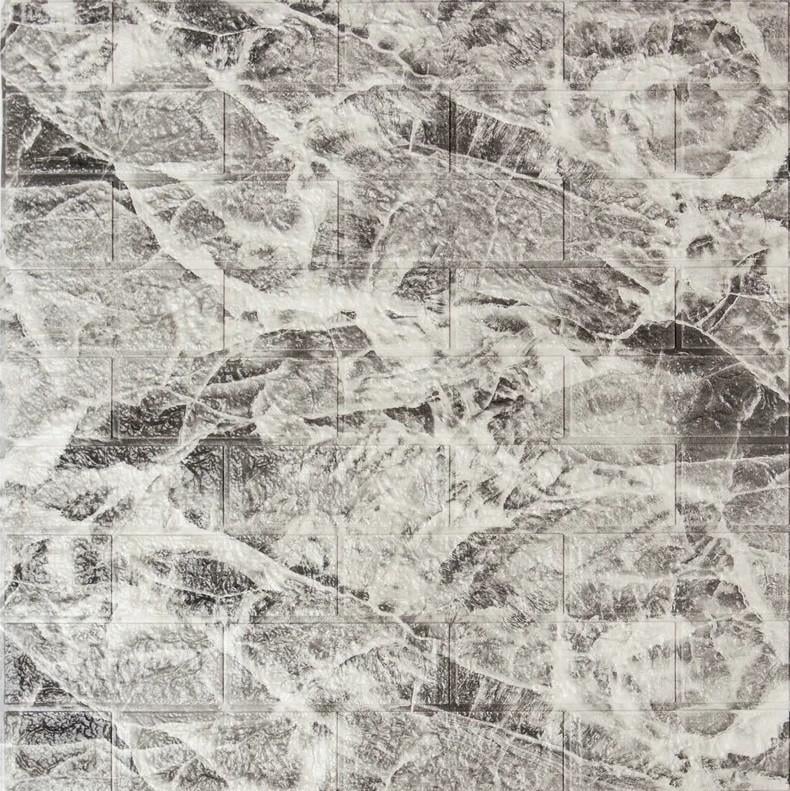 Самоклеючі 3D панелі Sticker Wall 700х770х5 мм під цеглу Чорний мармур