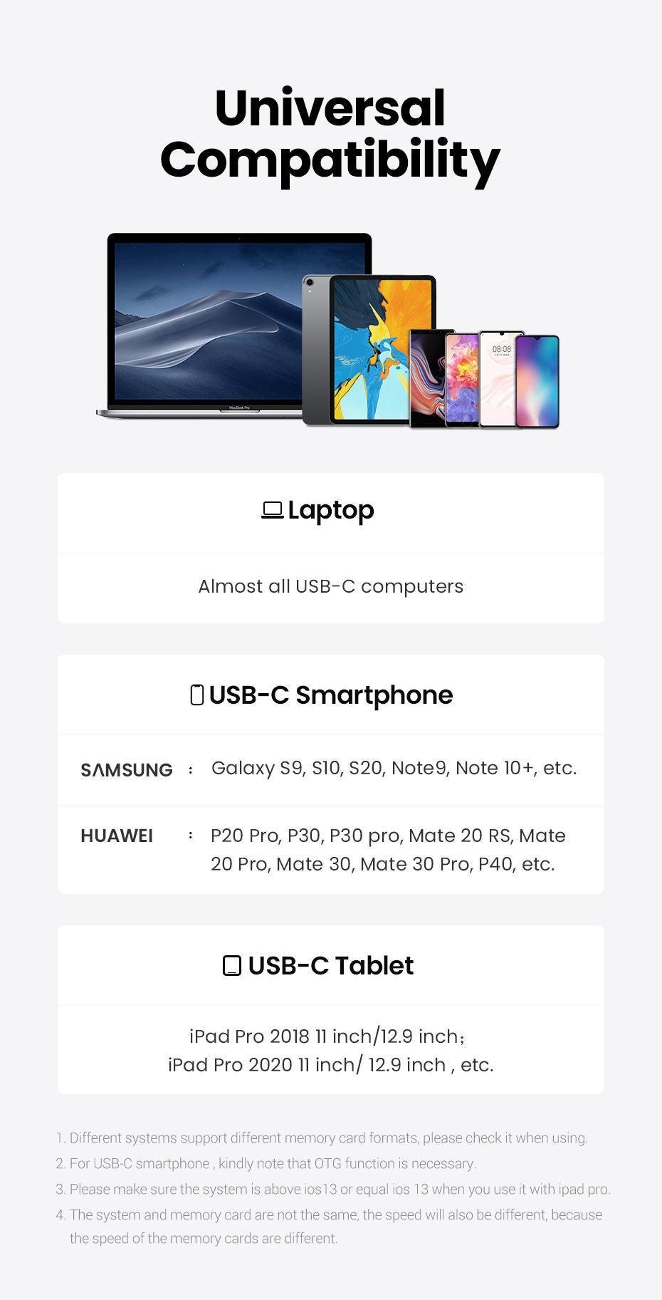 Кардридер UGREEN USB-C слоти SD/TF порт USB-A 2.0 одночасне читання швидкість до 5 Гбіт/с алюмінієвий Сірий (80798) - фото 13 Кардридер UGREEN USB-C слоти SD/TF порт USB-A 2.0 одночасне читання швидкість до 5 Гбіт/с алюмінієвий Сірий (80798) - фото 13